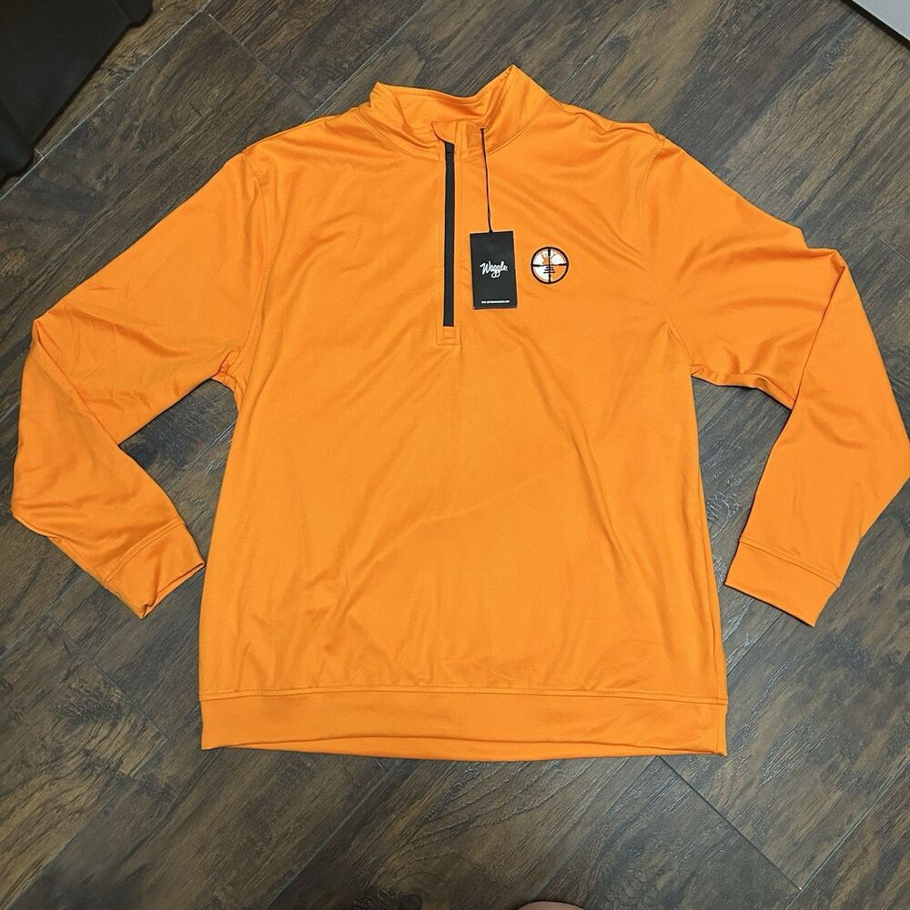 NWT Waggle Blaze Quarter Zip Pullover Mens XL Orange Golf Lightweight Buck Shot